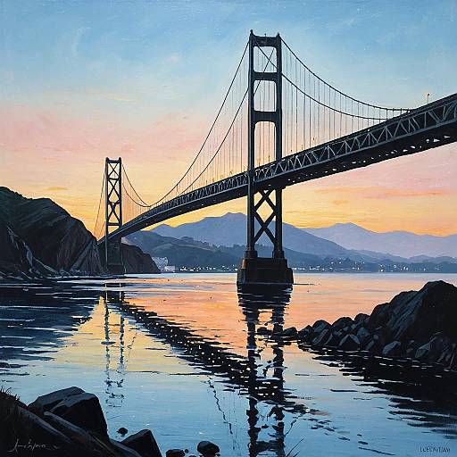 Turner-Levitan Style Golden Gate Sunset