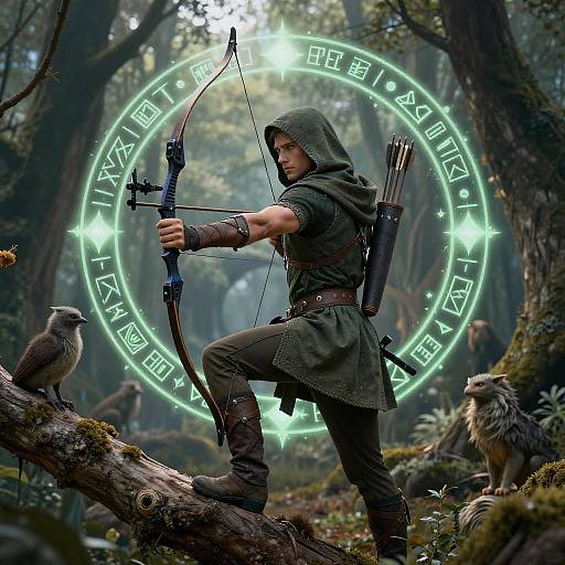 Half-Elf Archer in Enchanted Forest