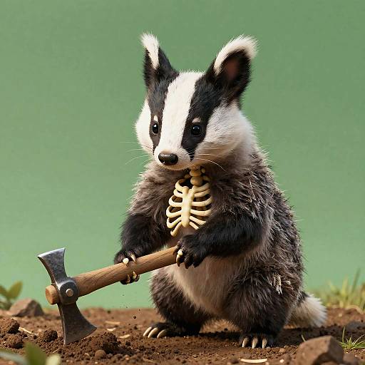 Anthropomorphic Badger Holding Pickaxe