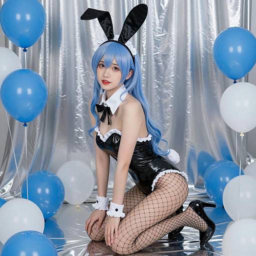 Asian Woman in Bunny Maid Outfit