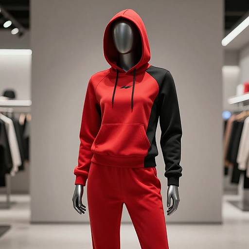 Modern Mannequin in Red Black Sweatsuit
