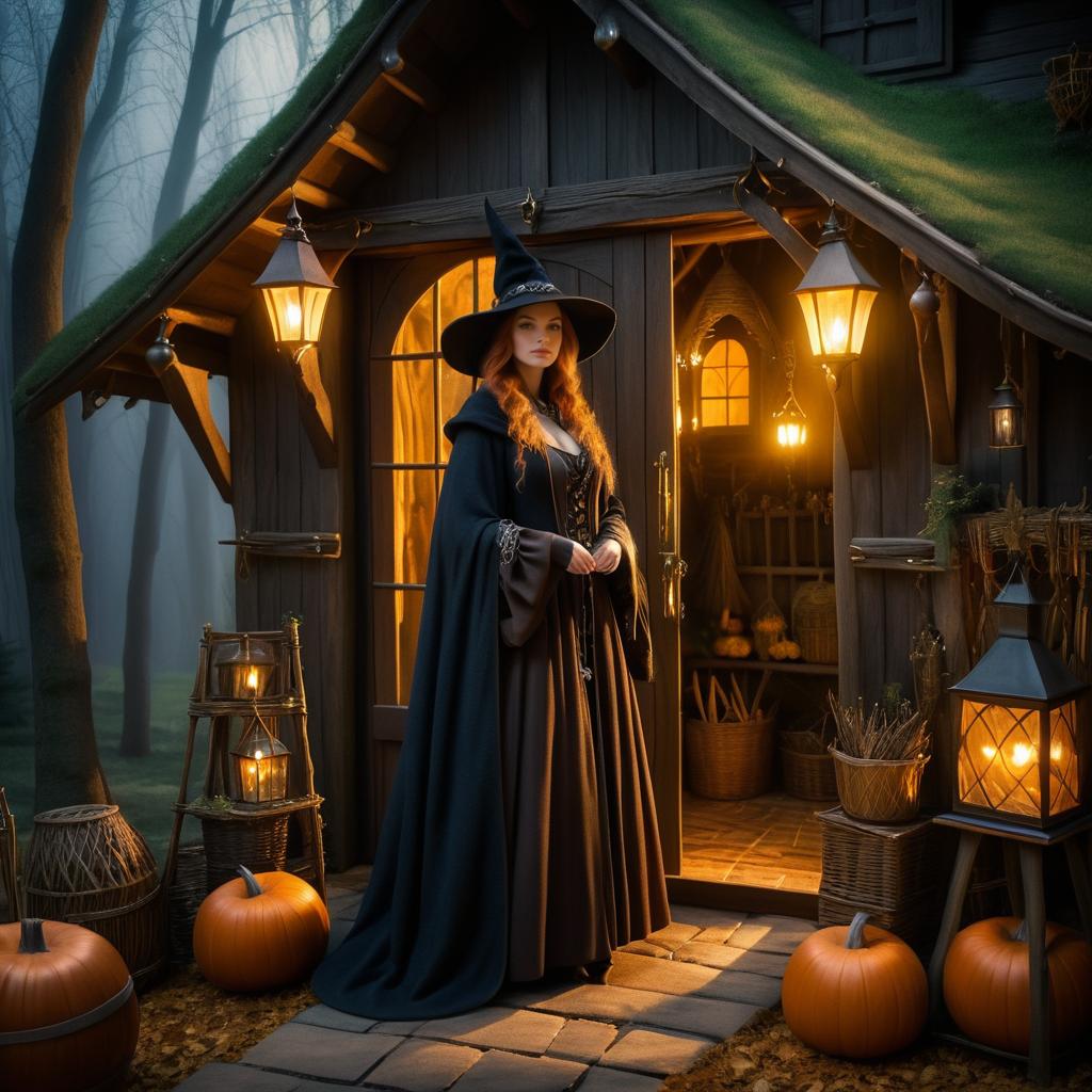 Witch at Enchanted Forest Cottage Door