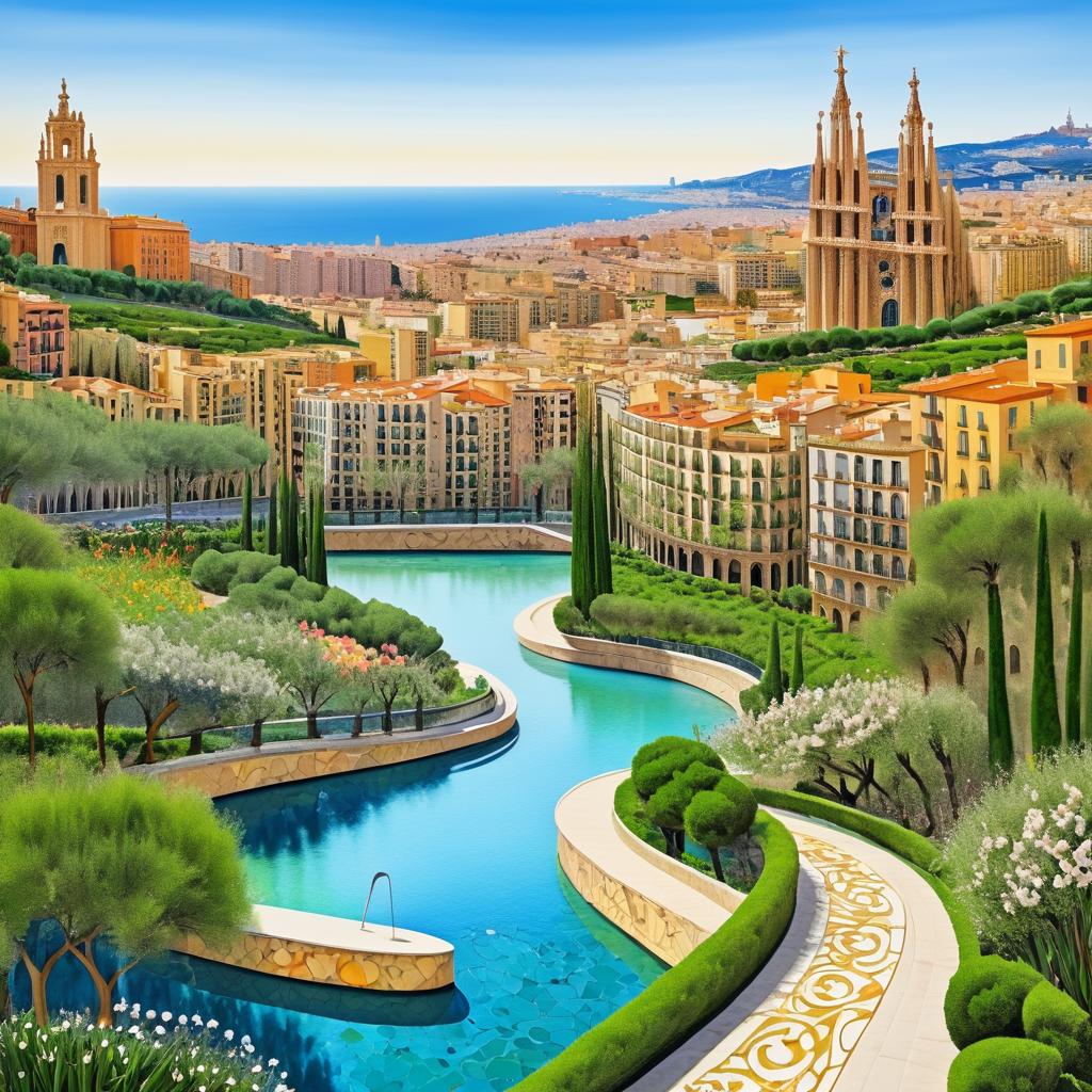 Dali-Style Springtime Barcelona Artwork