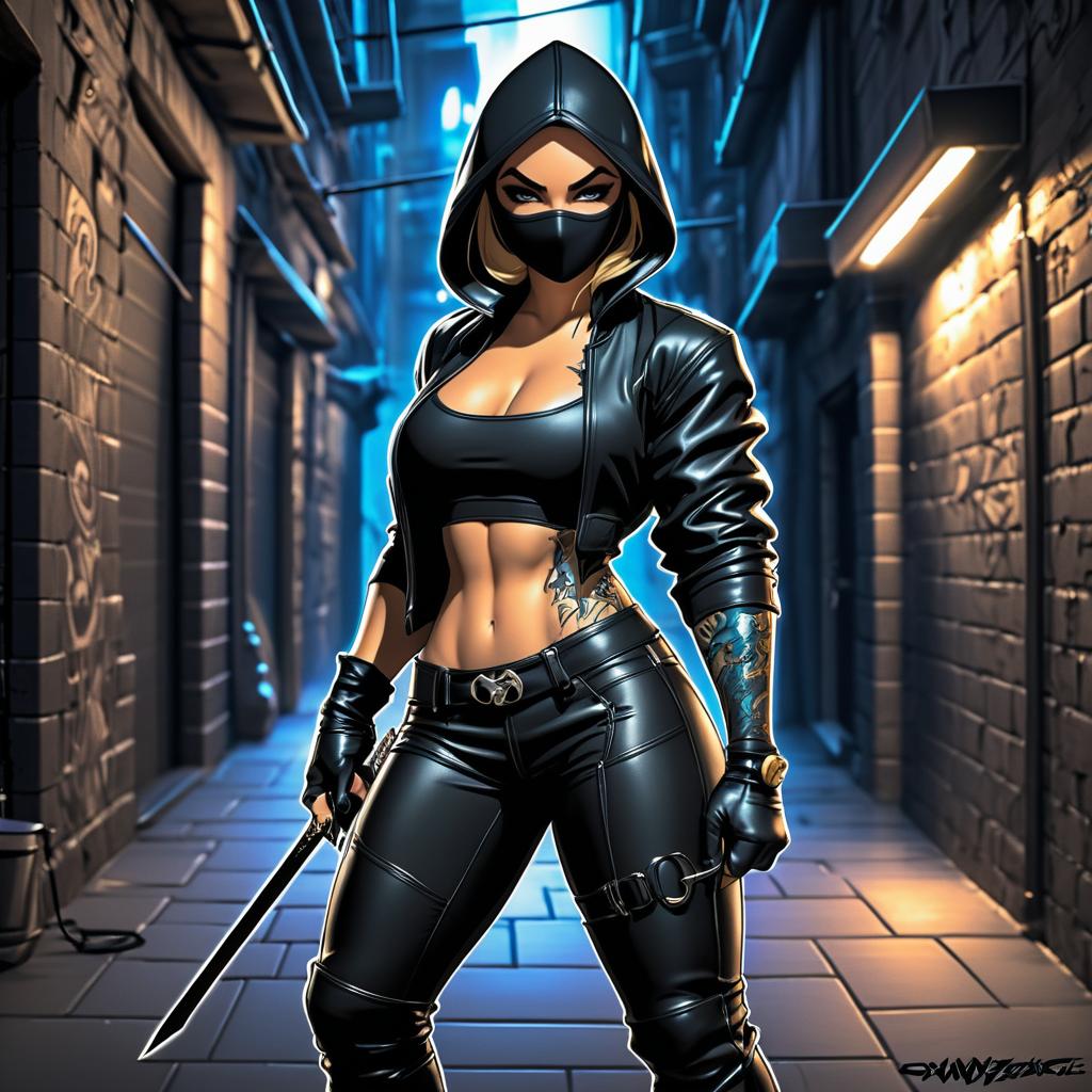 Caucasian Female Thief in Stealth Outfit