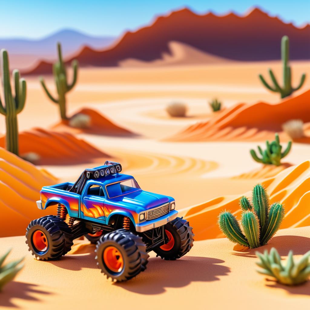 Miniature Hot Wheels Truck in Desert Art