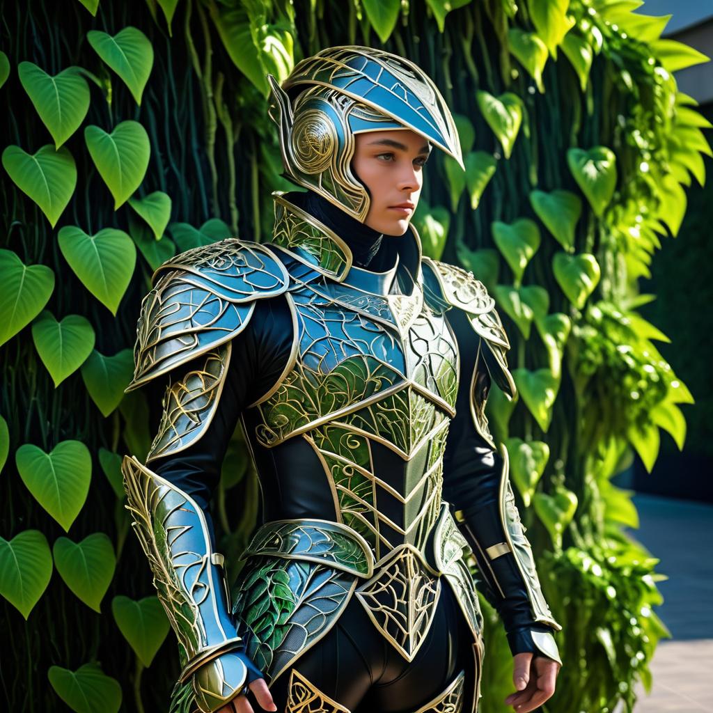 Futuristic Knight in Biophilic Armor