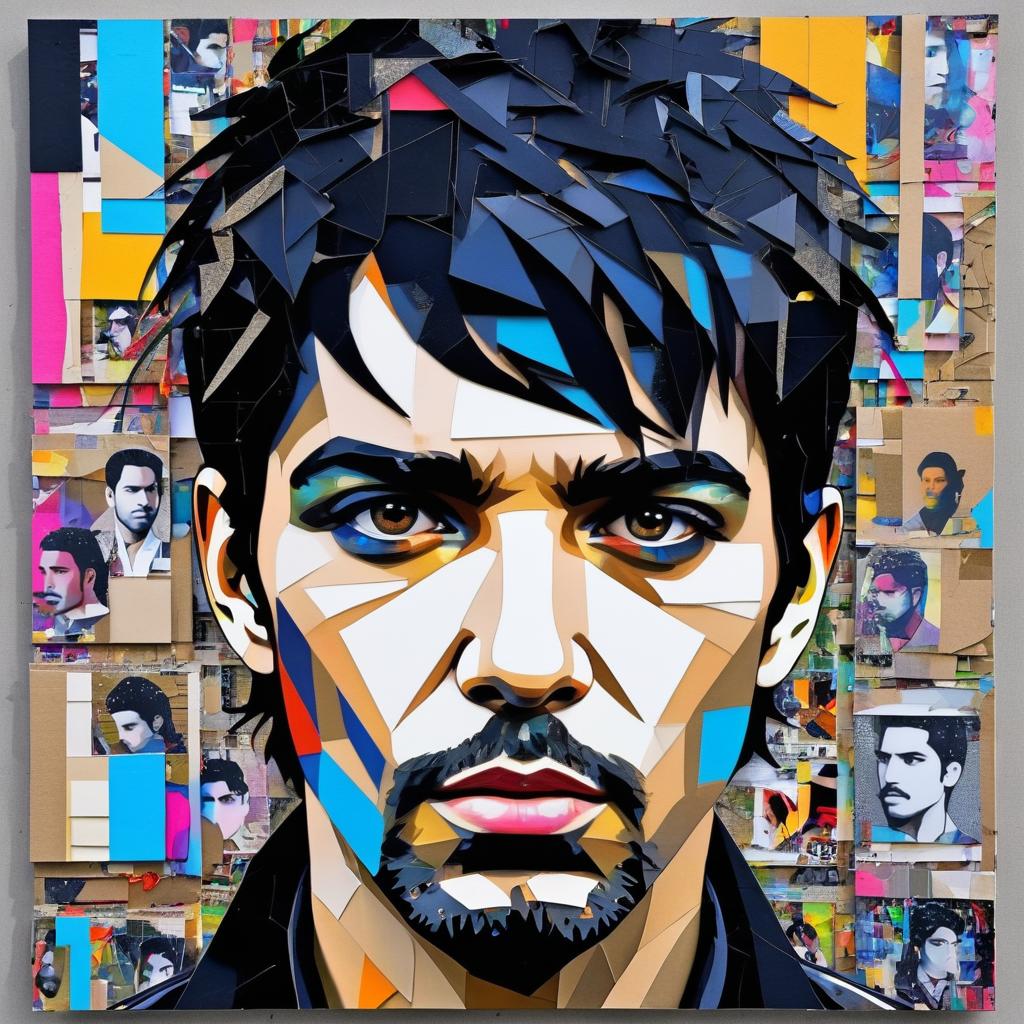 Edgy Street Art Man Collage Portrait