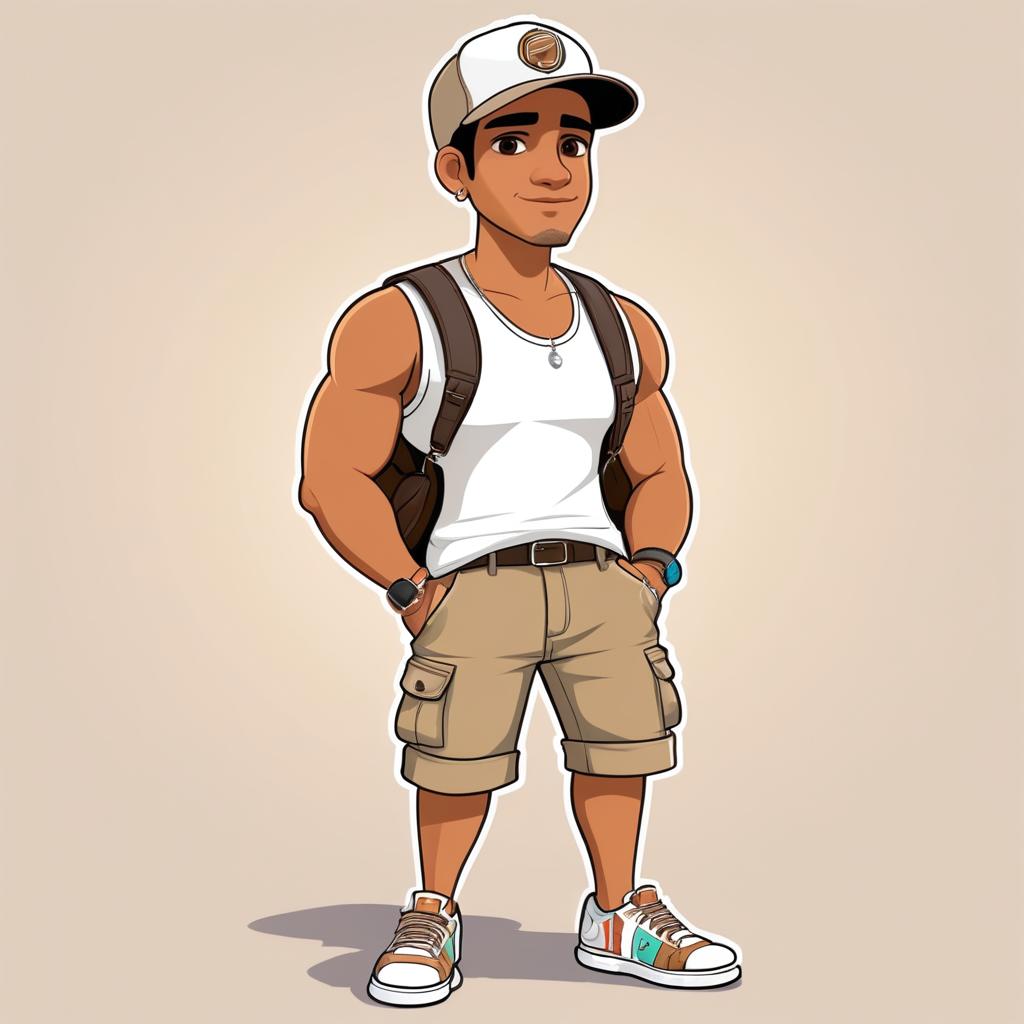 Stylish Hispanic Man Cartoon Illustration