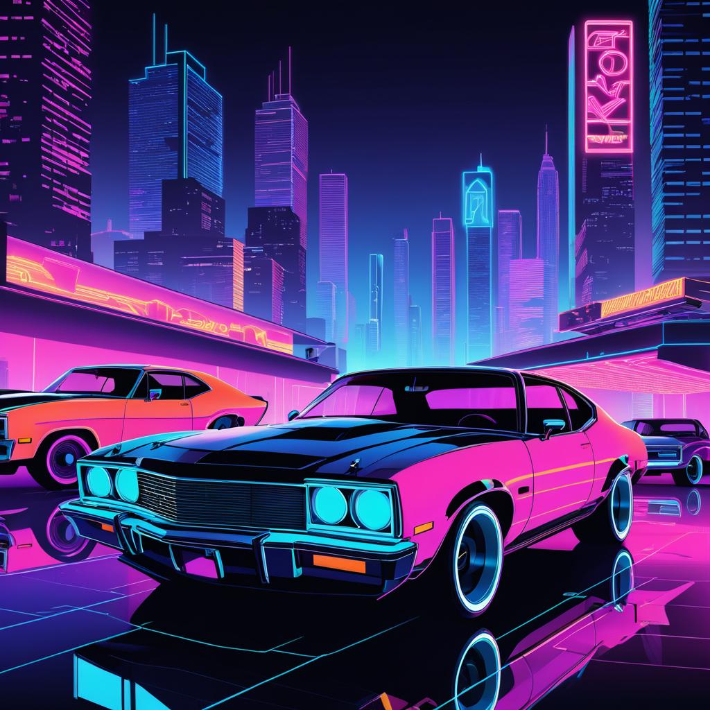 Neon City Car Thief Illustration