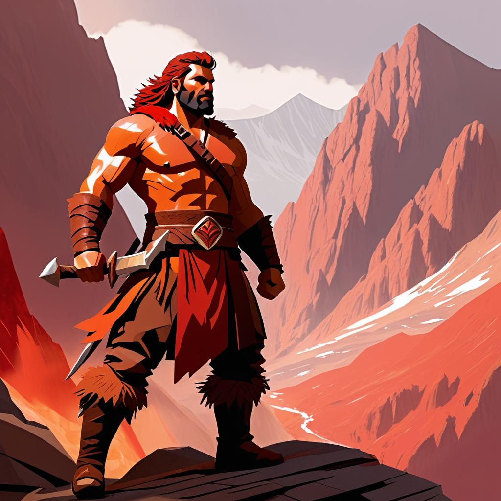 Epic Barbarian Concept Art in Mountains