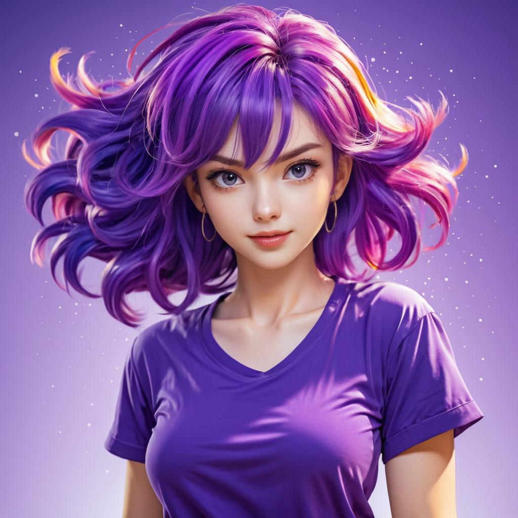 Vibrant Anime Portrait of a Cute Woman