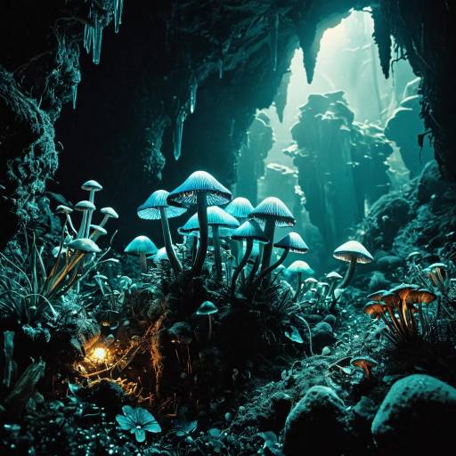 Crystal Mushrooms in Subterranean Cavern