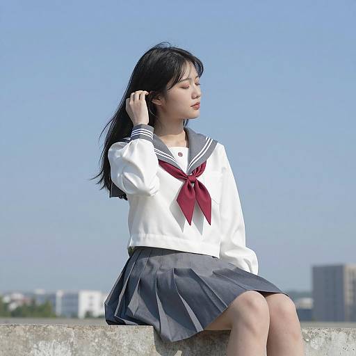 Serene Asian Woman in Urban Setting