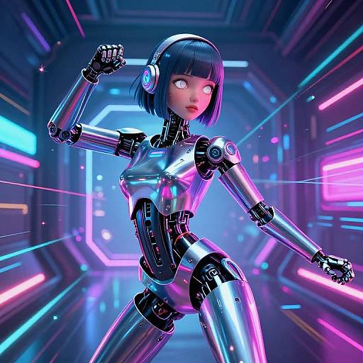 Robot Girl Dancing in Cyber Rave