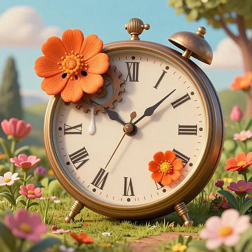 Surreal Vintage Clocks Blooming Emotions