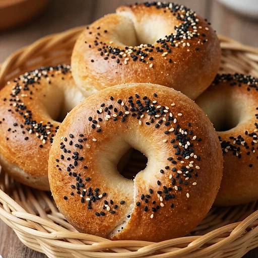 Rustic Close-Up of Seeded Bagels