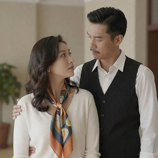 Intimate Indoor Portrait of Asian Couple