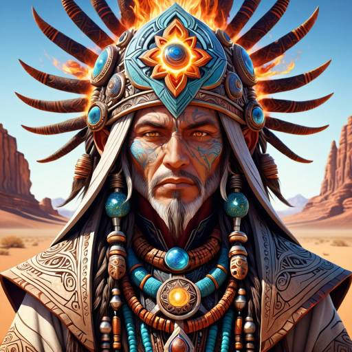 Surreal Druid in Western Desert Landscape