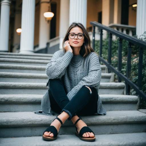 Young Woman Sitting on Stone Steps