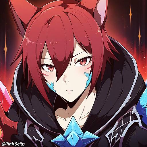 Illustration of Crystal exarch, final fantasy in the style of Orphen (pink seito)