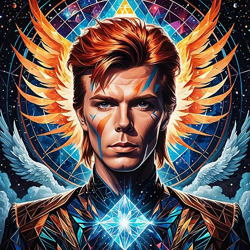 Psychedelic David Bowie as Celestial Phoenix