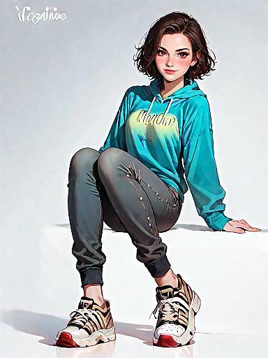 Stylish Young Woman in Casual Streetwear