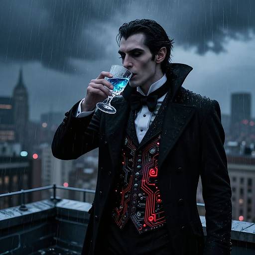 Cyber Victorian Vampire on Rooftop