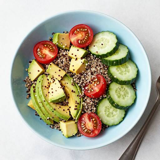 Vibrant Quinoa Salad in Blue Bowl