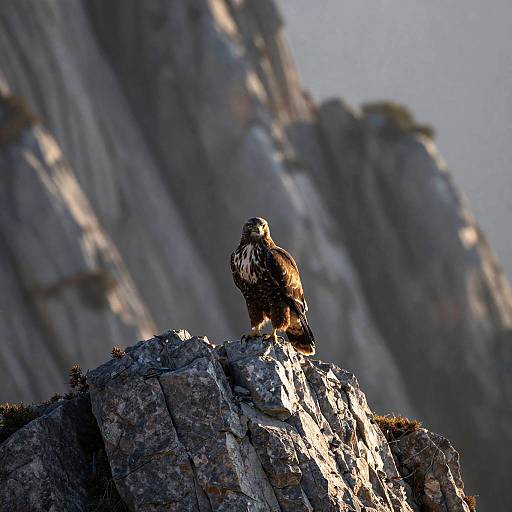 Hawk at Mountain Peak in Morning Light