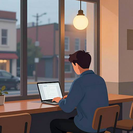 Urban Workspace Scene at Dusk