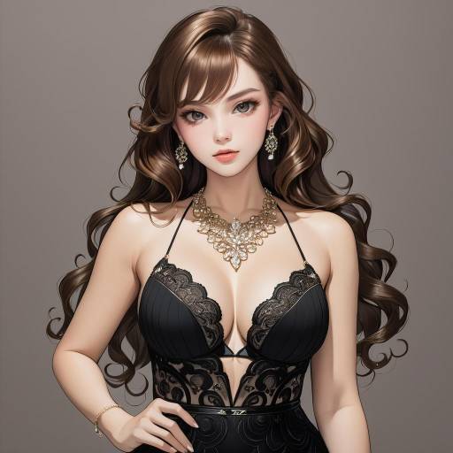 Glamorous Woman with Chestnut Curls Glamorous Woman with Chestnut Curls