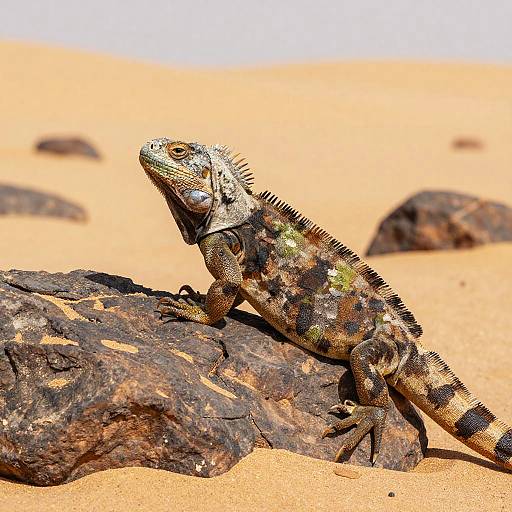 Liguana Camouflaged in Desert Rocks