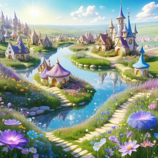 Mystical Fairy City in Floral Landscape