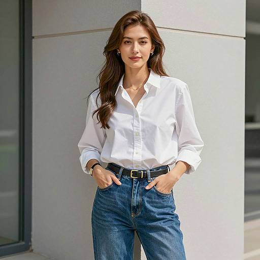 Young Woman in Casual Smart Outfit