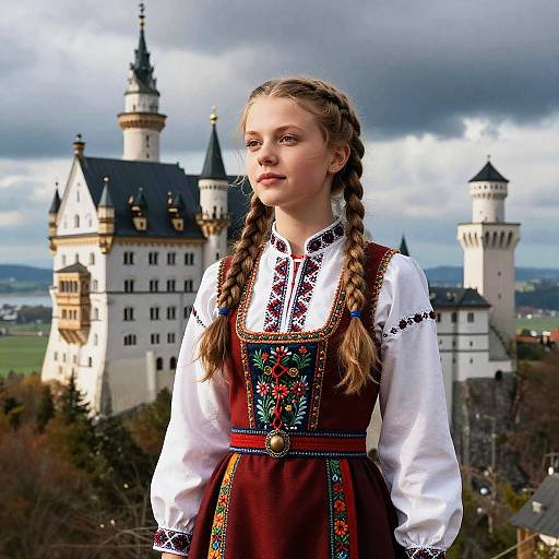 Cute German Girl in Folk Costume