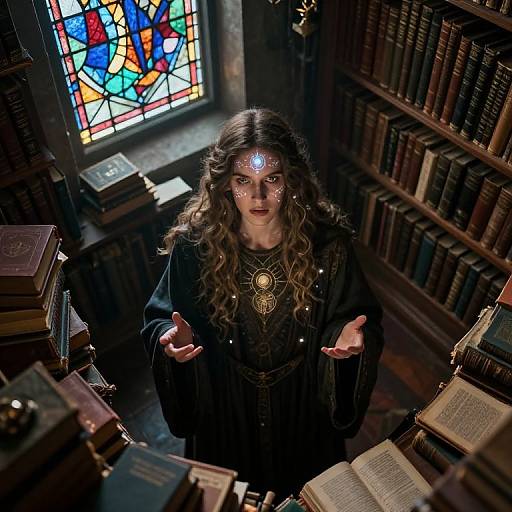 Mystic Portrait in Ancient Library