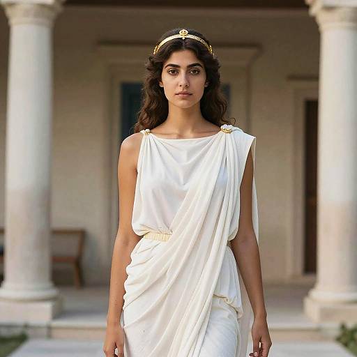 Greek Toga Woman with Gold Headpiece