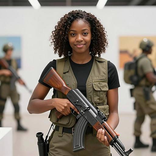 Empowered Portrait: Woman with AK-47