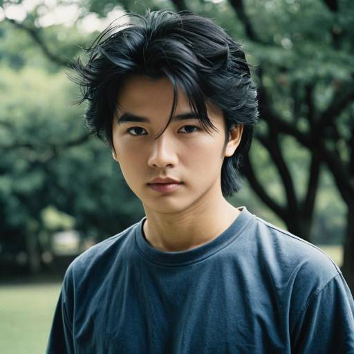 Portrait of Young Man with Messy Hair Outdoors