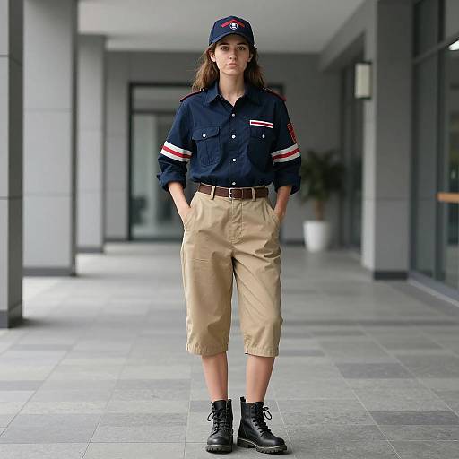 Young Woman in Postal Worker Costume