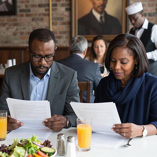 Elegant Restaurant Couple Engaged in Discussion