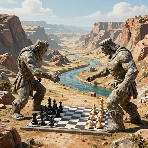 Colossal Stone Giants Chess Battle