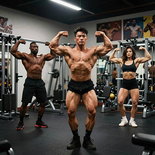 Diverse Bodybuilders in Modern Gym