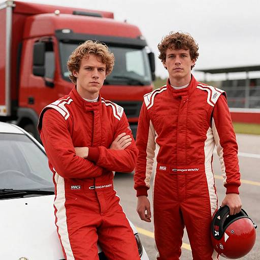 Intense Race Car Drivers at Pit Stop