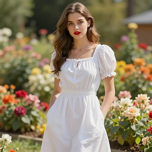 Charming Summer Portrait in Colorful Garden