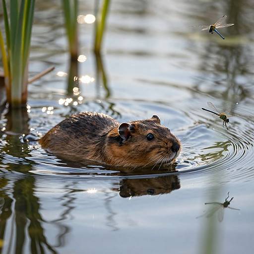Swimming Hamster in Serene Pond