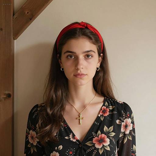 Young Woman Portrait Against Beige Wall