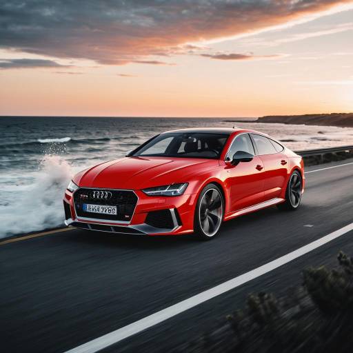 Red Audi RS7 Performance on Coastal Highway