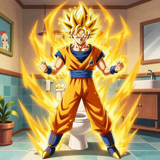 Super Saiyan Toilet Anime Art
