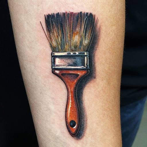 Realistic Paint Brush Forearm Tattoo